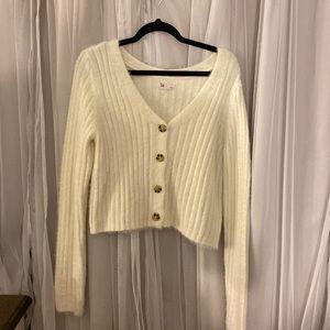 So White Fuzzy Cardigan